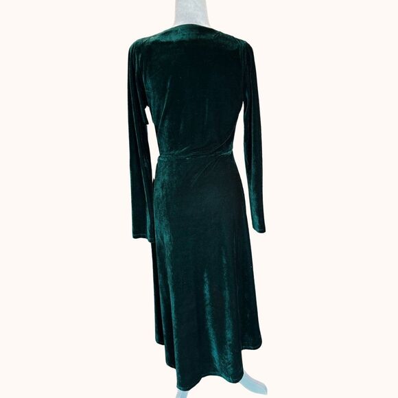 NWT Lulus Silver Screen Emerald Green Velvet Long Sleeve Midi Dress - Picture 5 of 5